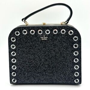 Kate Spade Skyline View Large Violina Leather Satchel, Black Glitter - NWOT